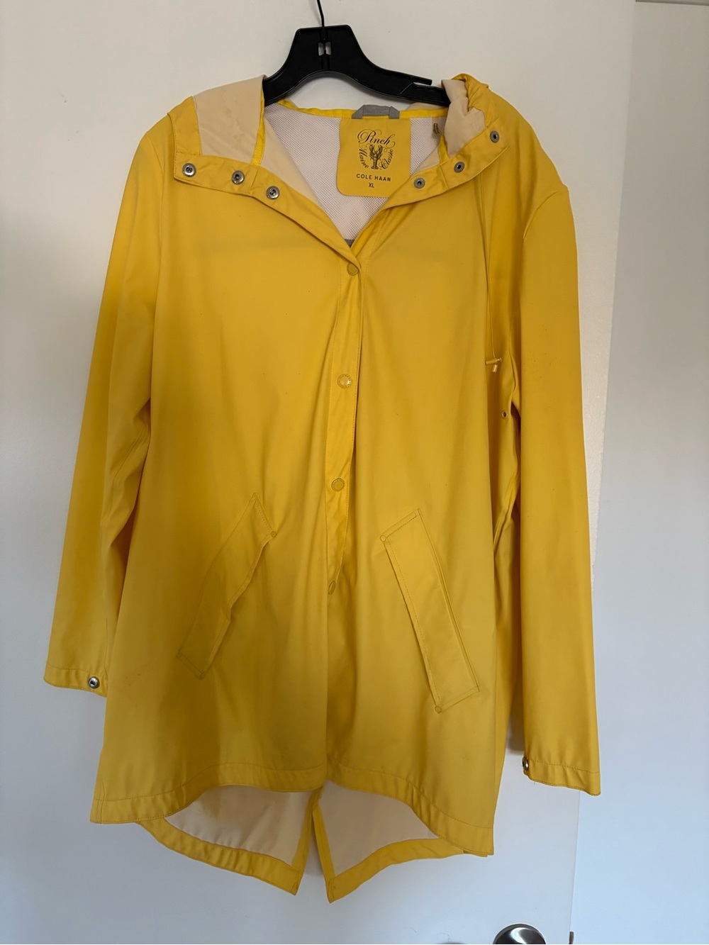 Cole Haan Women's Yellow Hooded Rain Jacket